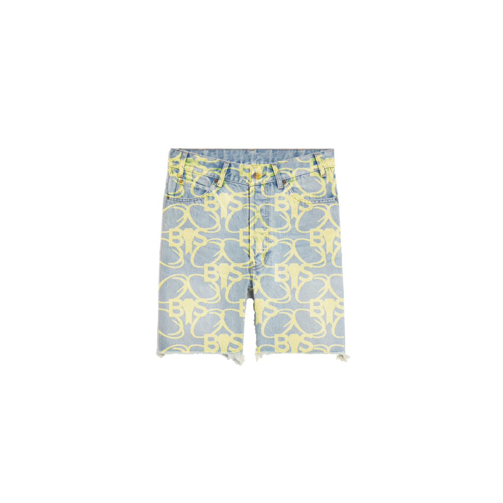 BOS Acronym Pattern Denim Shorts