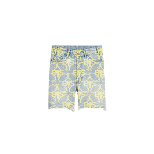BOS Acronym Pattern Denim Shorts